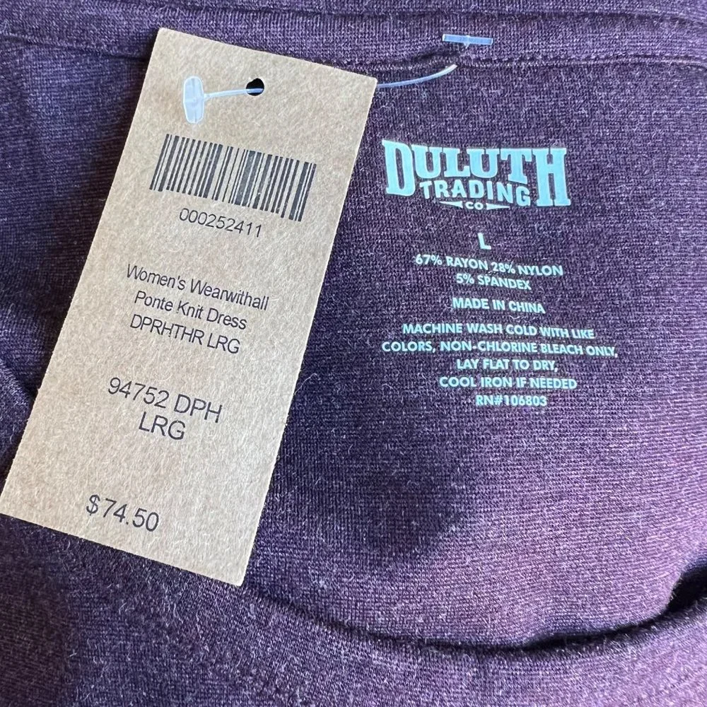Duluth Trading Company Women's Wearwithall Ponte Knit Dress NWT XL